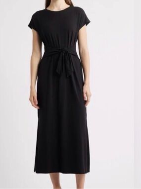 Eileen Fisher Black Tie-Waist Maxi Dress